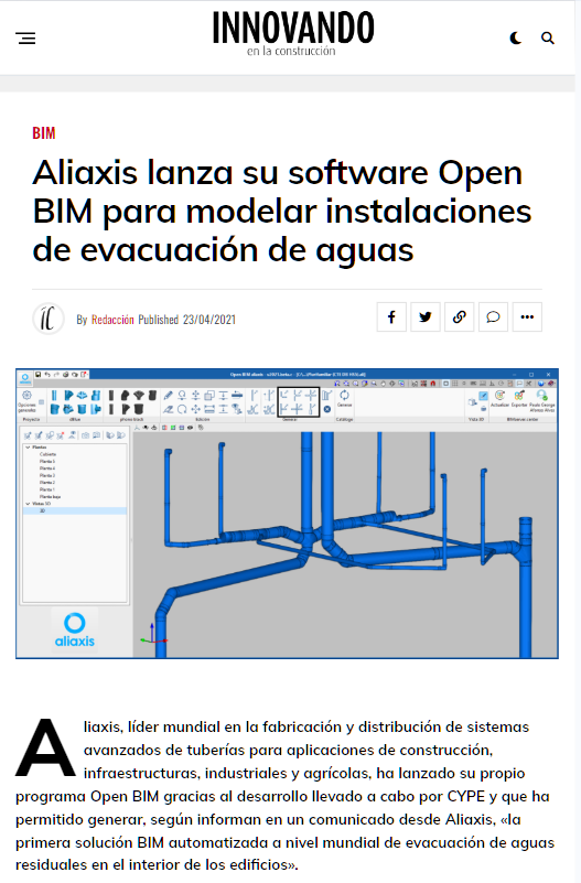 Aliaxis lanza su software Open BIM para modelar instalaciones de evacuación de aguas