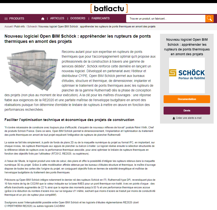 Nouveau logiciel Open BIM Schöck