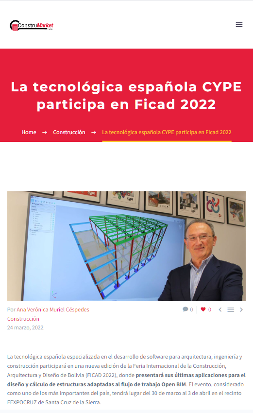 La tecnológica española CYPE participa en Ficad 2022