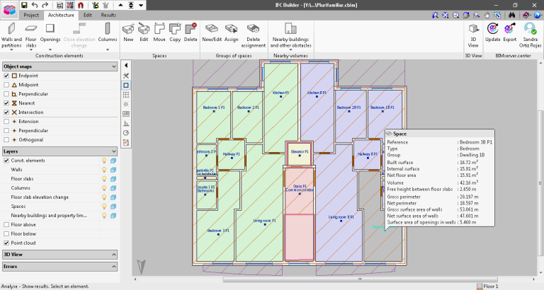 Quantities of the architectural model - CYPE