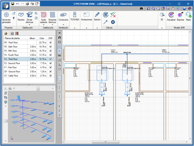 Analysis of systems on the BIM model - CYPE