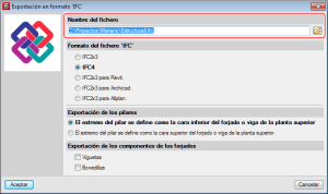 Export path of the IFC file - CYPE