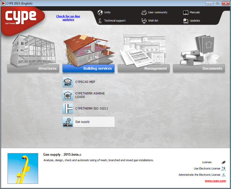 Fornecimento de gás em inglês (Gas Supply) CYPE