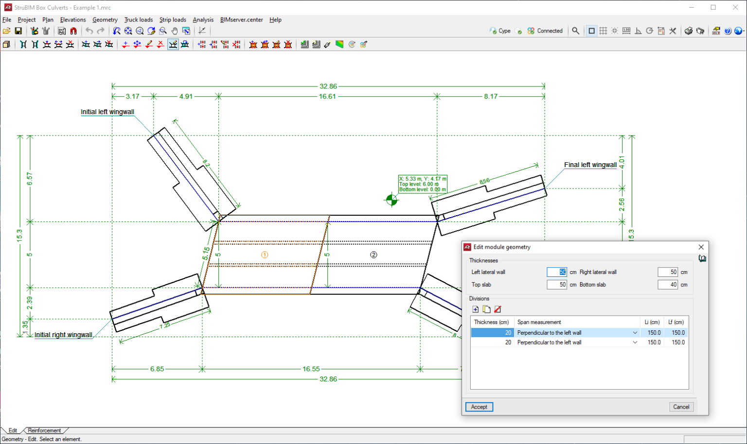 StruBIM Box Culverts - Editing modules - CYPE