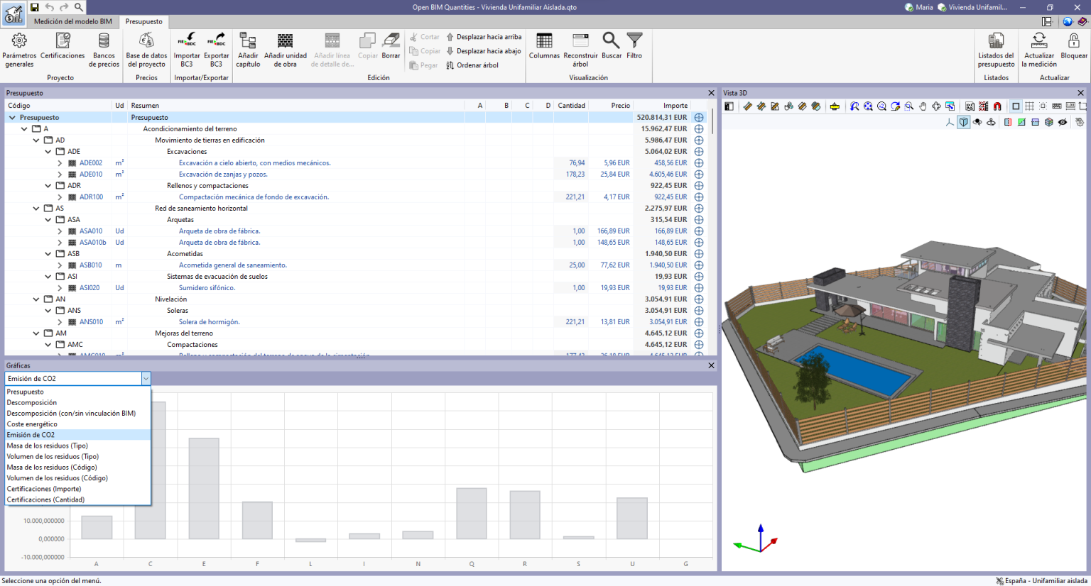 Open BIM Quantities - Representación gráfica del presupuesto - CYPE