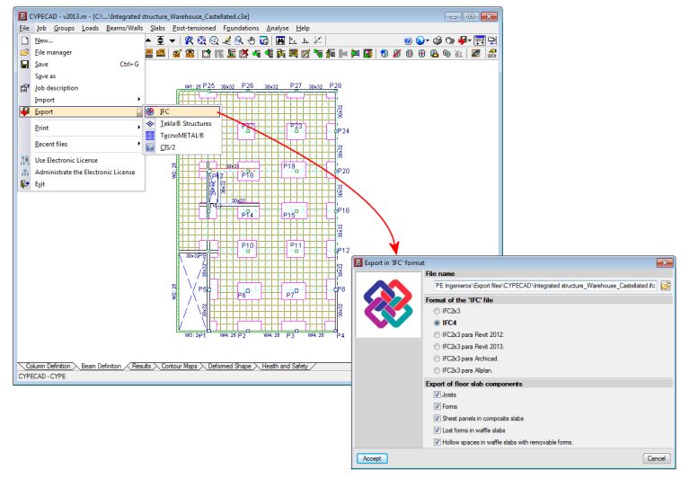 Export to IFC4 format from CYPECAD and CYPECAD MEP - CYPE