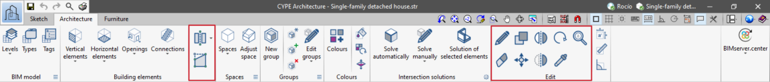 CYPE Architecture - Editing tools for building elements - CYPE