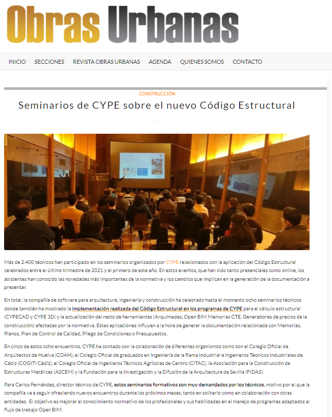 Seminarios de CYPE sobre el nuevo Código Estructural