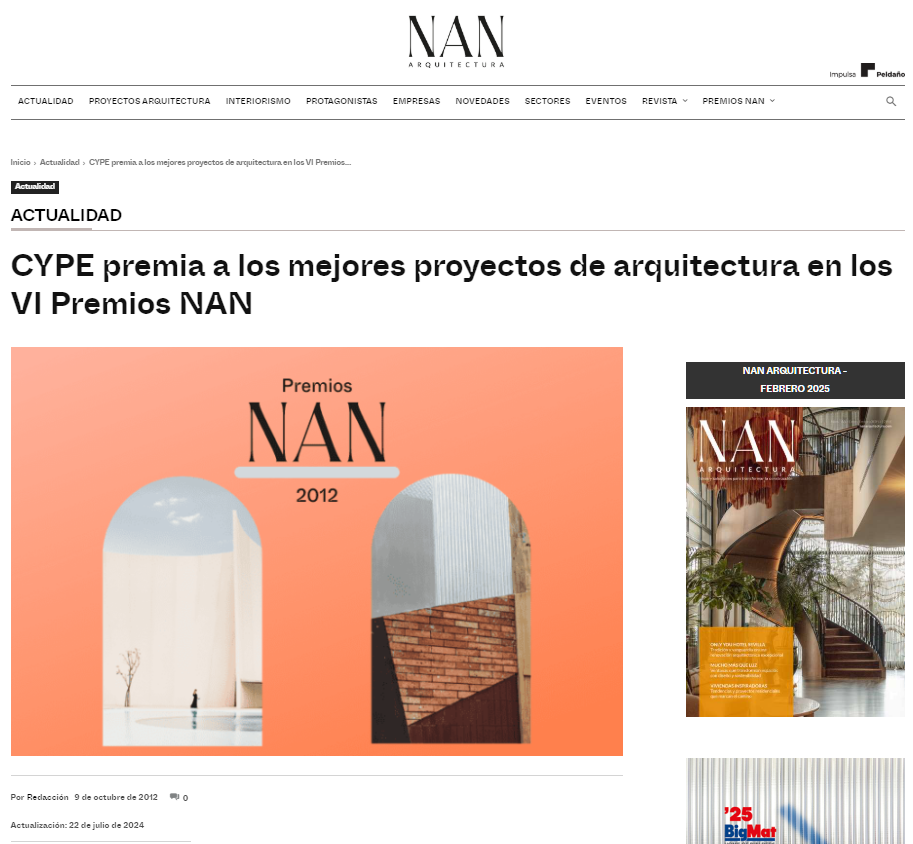 CYPE premia a los mejores proyectos de arquitectura en los VI Premios NAN