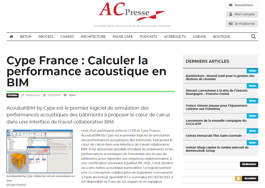 CYPE France : Calculer la performance acoustique en BIM