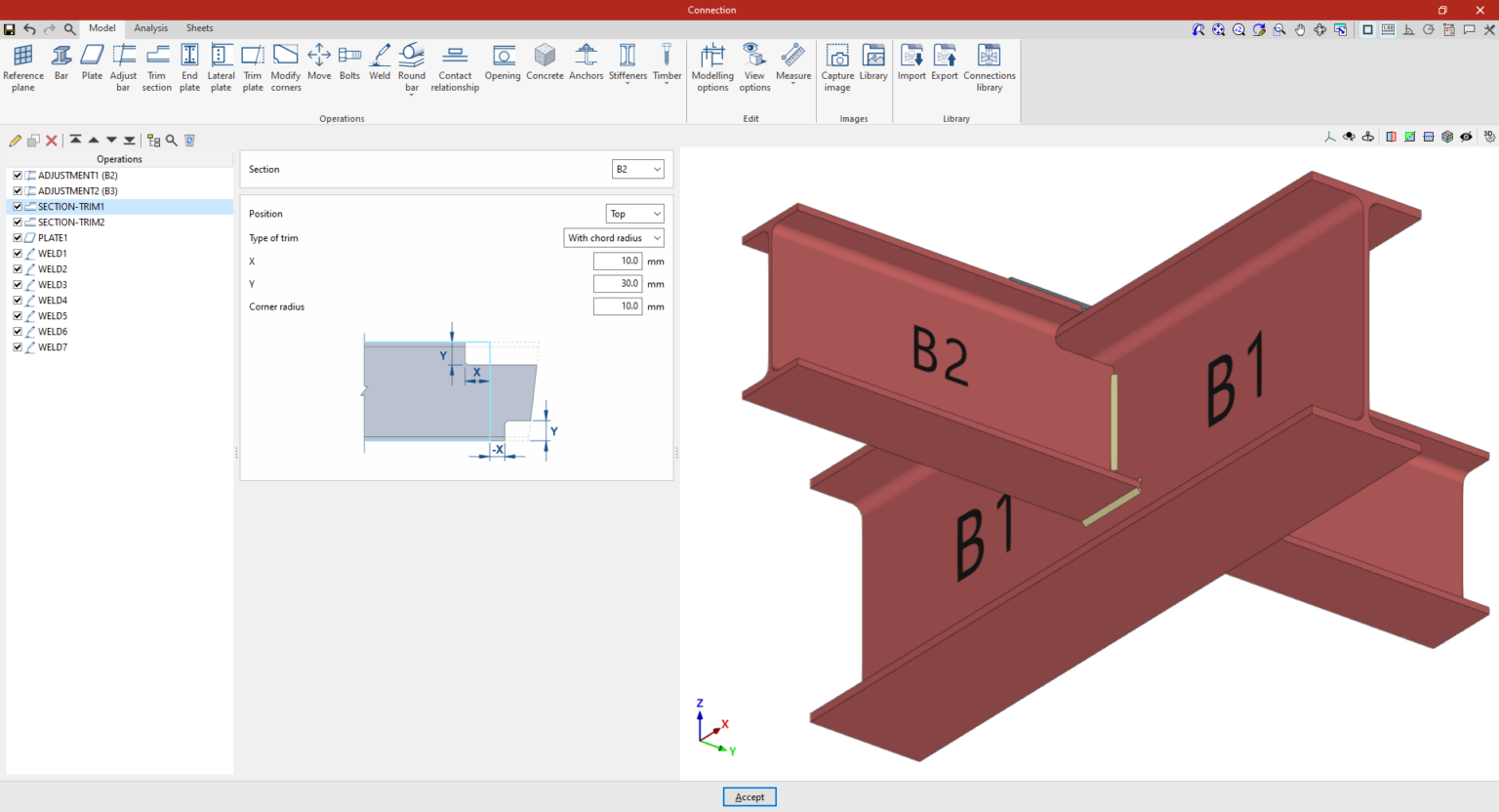 CYPE Connect/StruBIM Steel - "Trim section" function - CYPE