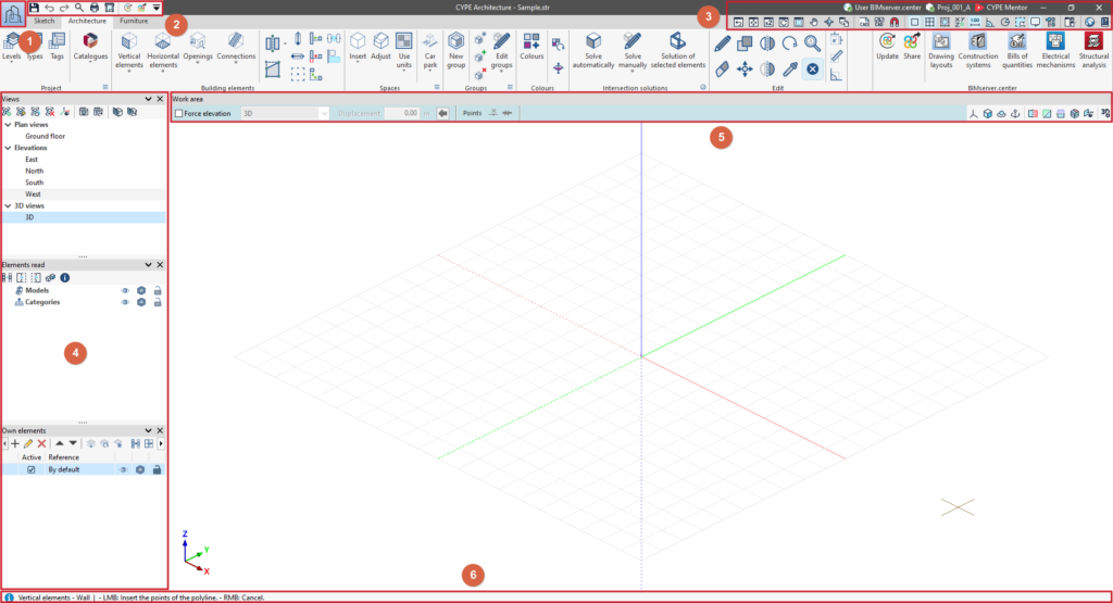 General interface tools in CYPE software